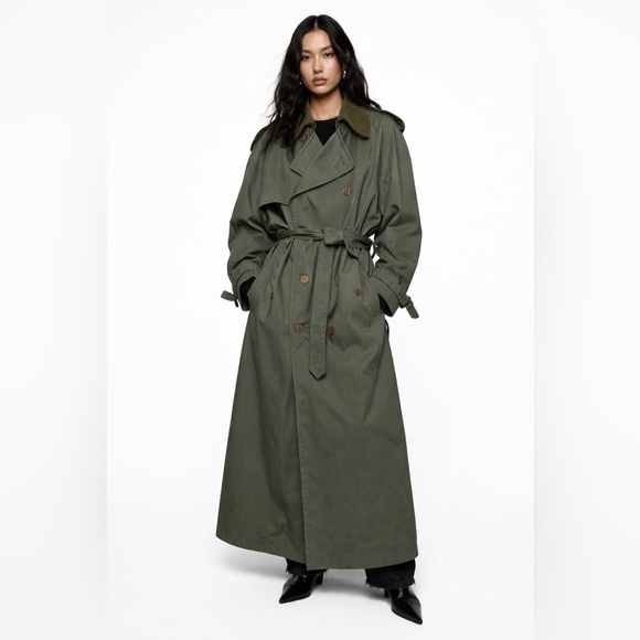 London Fog Jackets & Blazers - LONDON FOG - Trench Coat with Removable Wool Lining | Olive Green Belted Coat